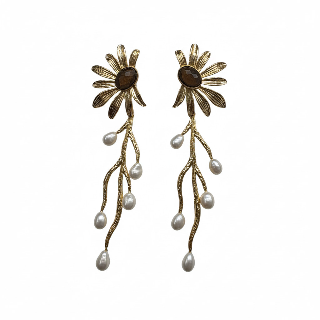 Tiger's Eye Daisy Earrings